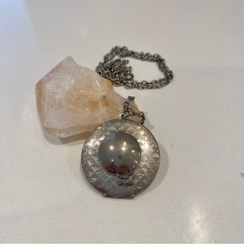 Vintage Silver Circle Locket Necklace
